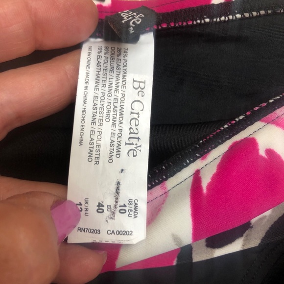 NWOT “BE CREATIVE” MODELE Swimsuit Bottoms (Msrp $50) pink/Blk Floral Sz 10 - Picture 4 of 4